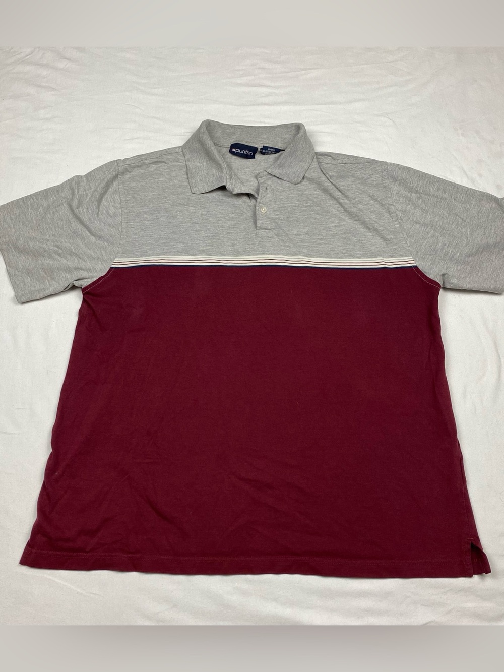 Puritan Grey and Burgundy Two-Tone Polo